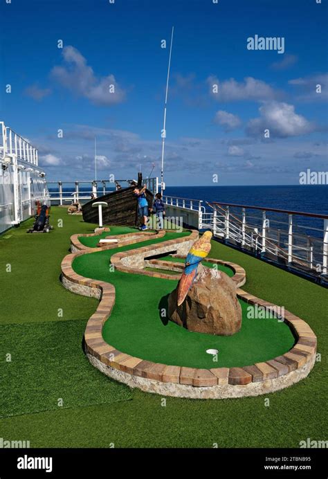 South Pacific Cruise Cruise Ship Passengers Play Mini Golf On The