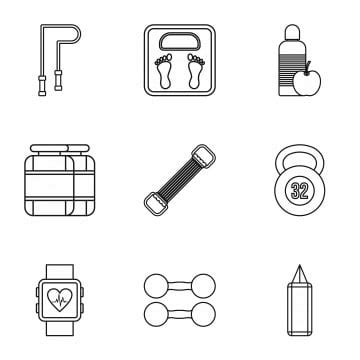 Outline Style Vector Art PNG Fitness Icons Set Outline Style Icons