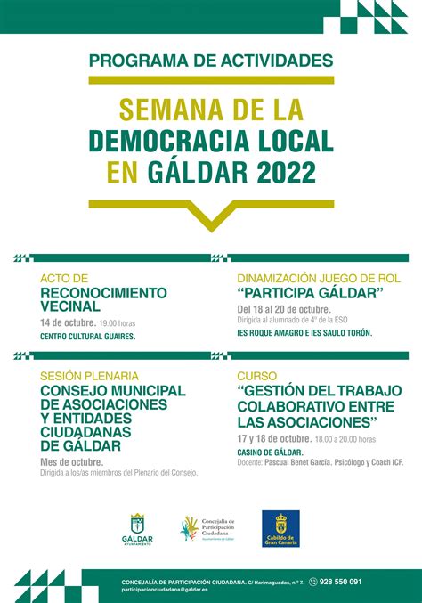 Gáldar celebra la Semana de la Democracia Local a partir del 14 de octubre