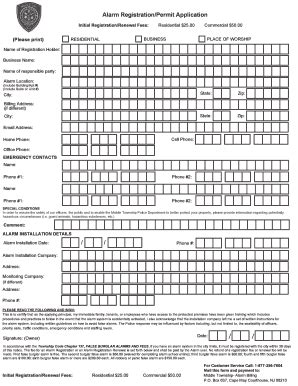 Fillable Online Alarm Registration Permit Application Fax Email