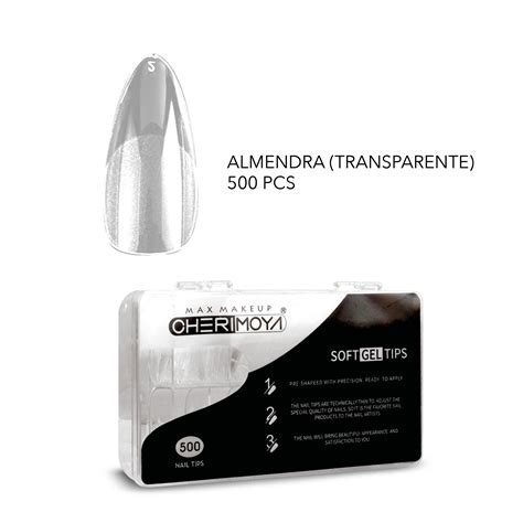 Tips Soft Gel Almendra 500Un Cherimoya Bellisimas Cl