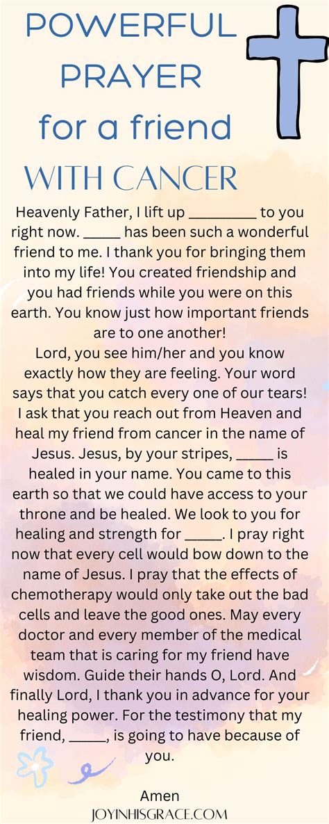 Prayer For A Friend With Cancer Joy In His Grace