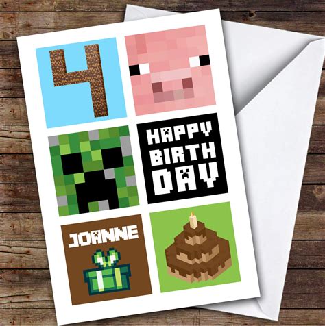 Minecraft 4th Birthday Age 4 Personalized Kids Childrens Birthday