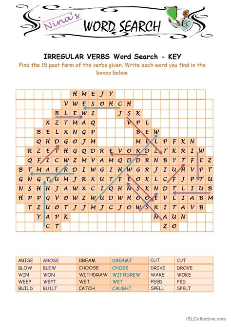 Word Search Puzzle Irregular Verbs Fran Ais Fle Fiches Pedagogiques