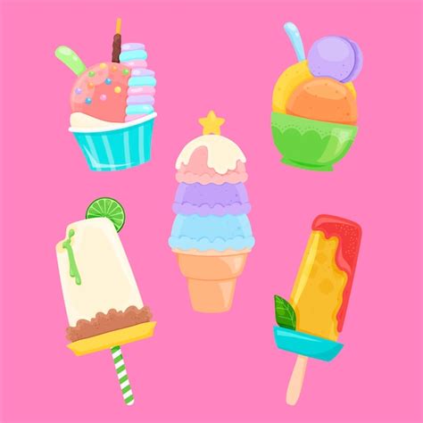 Colecci N De Helados Dibujados A Mano Vector Gratis