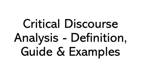 What Is Critical Discourse Analysis Definition Of Critical Discourse