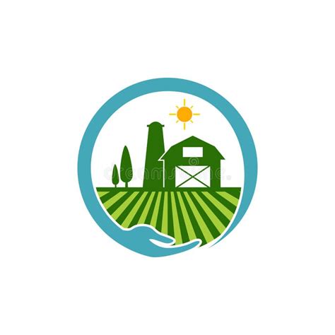 Agricultura única Y Cultivo Plantilla Del Logotipo Del Paisaje