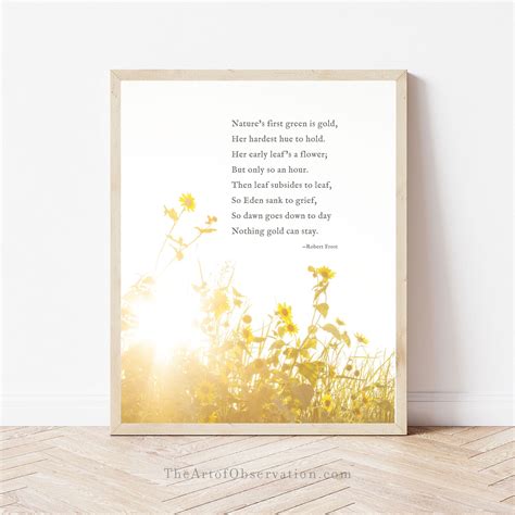 Nothing Gold Can Stay Poem Print Robert Frost Poetry Wall Art Etsy Sweden