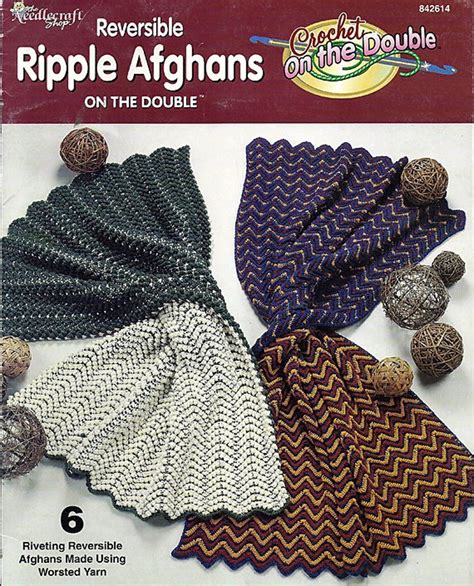 Reversible Ripple Afghans On The Double Crochet Pattern Book Etsy