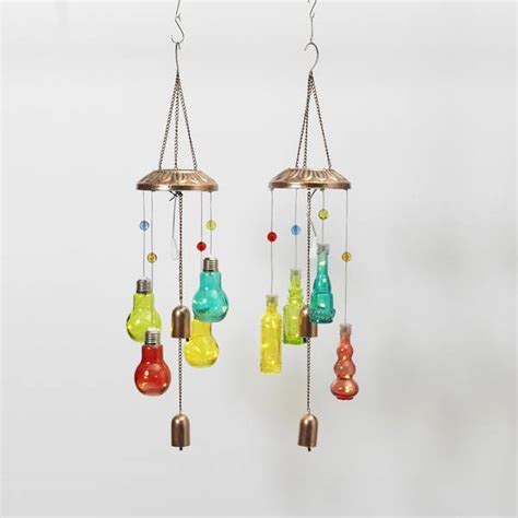 Gerson International 26 Solar Metalglass Wind Chimes With Bells