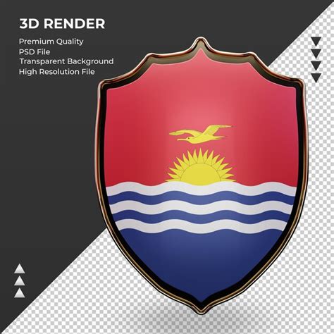 Premium PSD 3d Shield Kiribati Flag Rendering Front View