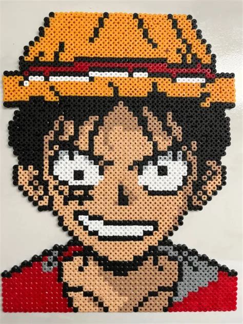 Pixel Art Perles A Repasser Tableau Portrait De Luffy Dans One Piece