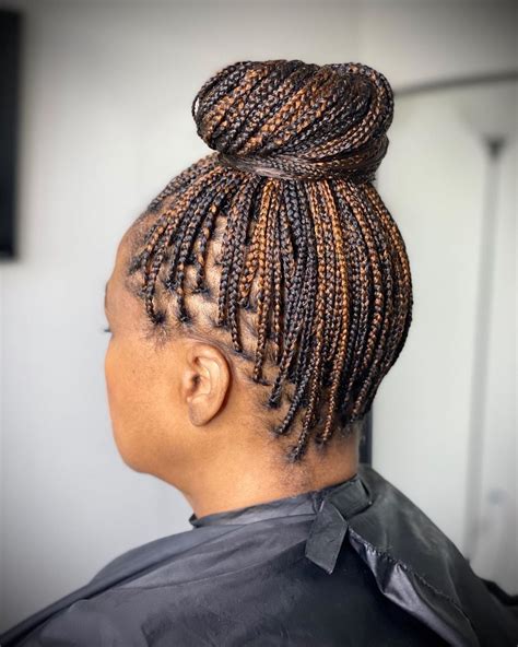 Individual Box Braids In Bun