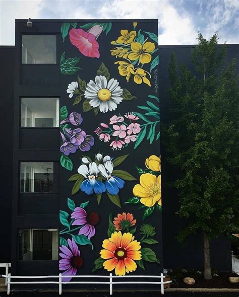 Pin By Ninis On Colour Wall Street Art Flower Mural Floral Mural