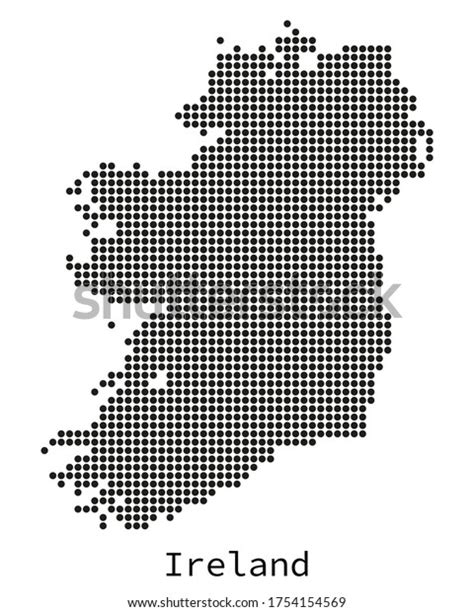 Black White Detailed Dotted Ireland Map Stock Vector Royalty Free