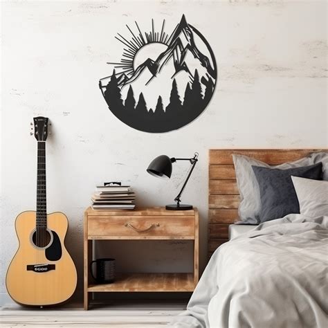 LaModaHome Exclusive Sun Mountain And Landscape Metal Wall Art