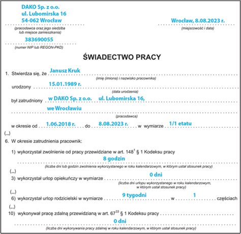 Sporz Dzanie Wiadectwa Pracy Po Zmianach Winien Czy Ma