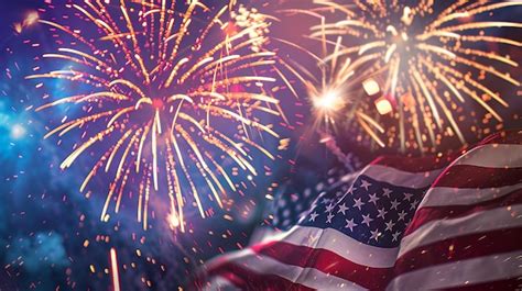 Premium Photo Fireworks Explode In The Night Sky Over An American