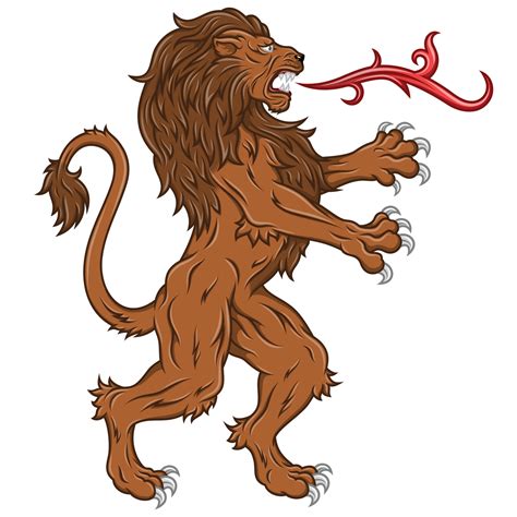 Rampant Lion Vector Design Used As A Heraldic Symbol In The European