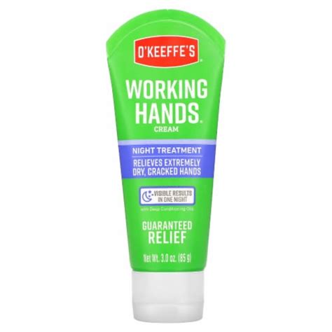 O Keeffe S Working Hands Night Treatment Hand Cream 3 Oz Kroger