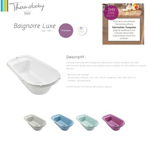 THERMOBABY Baignoire luxe Blanc muguet Cdiscount Puériculture