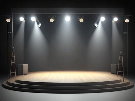 Premium Photo Empty Stage With Lighting Equipment On A Stage