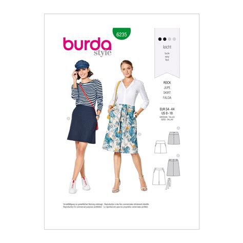 Burda 6235 Misses Skirt In Two Lengths