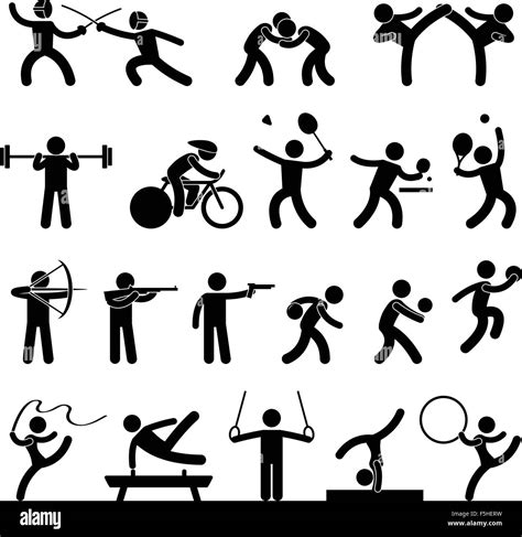 Indoor Sport Game Athletic Set Icon Symbol Sign Pictogram Stock Vector