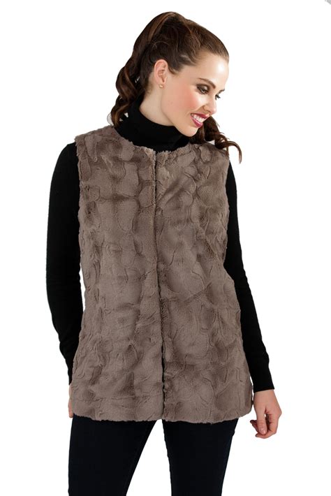 Womens Faux Fur Body Warmer Waistcoat Gilet Sleeveless Jacket Ladies