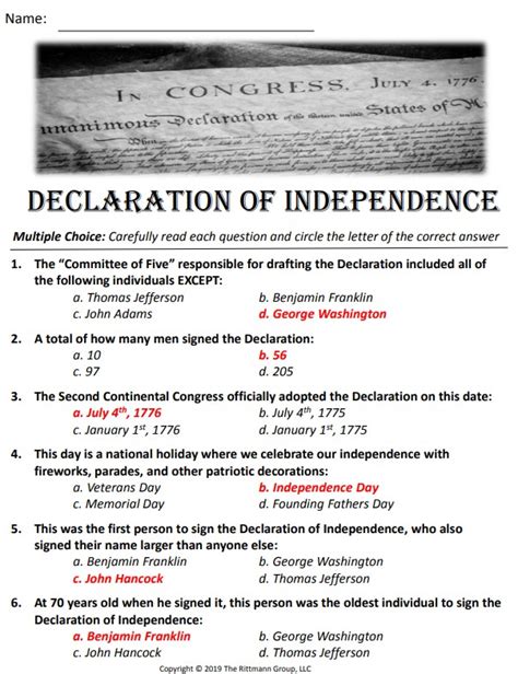 The Best Declaration Of Independence Worksheets Worksheets Library