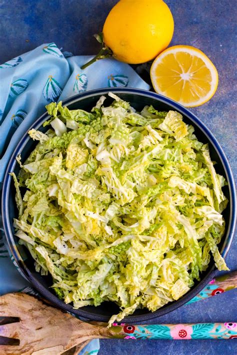 Lemony Savoy Cabbage Salad (Without Mayo) - Veggies Save The Day