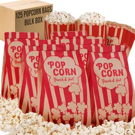 Lot de 125 sacs à pop corn de style rétro vintage Revêtement