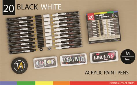 Tooli Art Black And White Acrylic Paint Markers Paint Pens Set For Rock