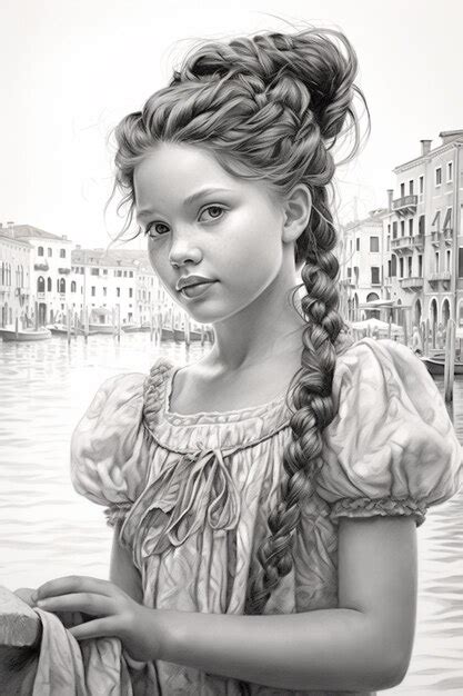 Premium Ai Image Arafed Drawing Of A Girl With Braids On Her Hair