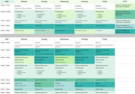 oshc weekly program planner