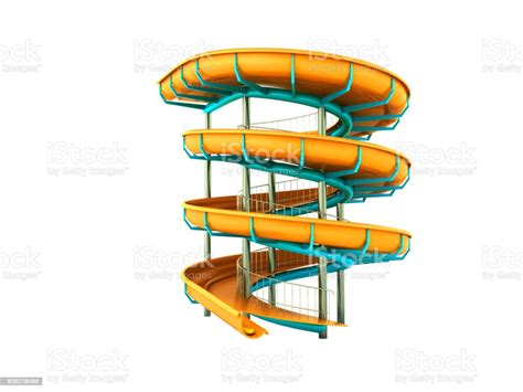 Aqua Park Water Carousel Yellow 3d Render On White Background Stock