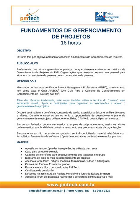 Pdf Fundamentos De Gerenciamento De Projetos Horas Fundamentos