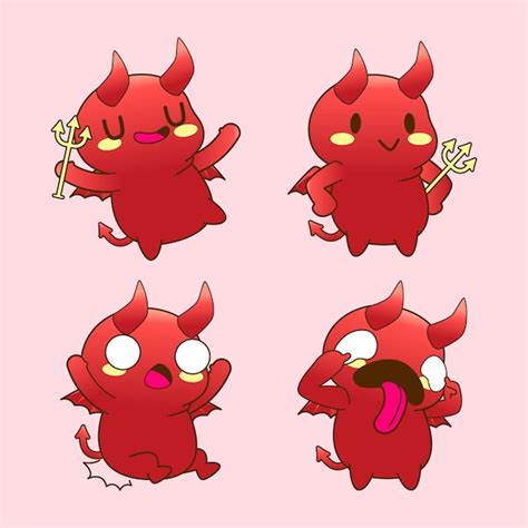 Premium Vector Cute Little Devil Drawing Cartoon Devil And Demon Sticker