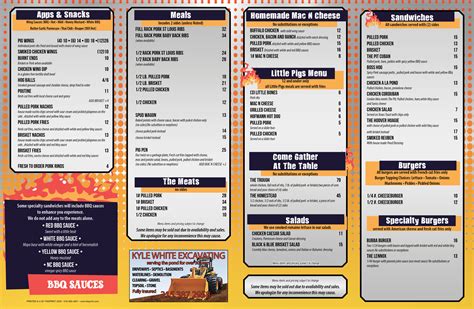 Pond Pit BBQ Fasprint Menus