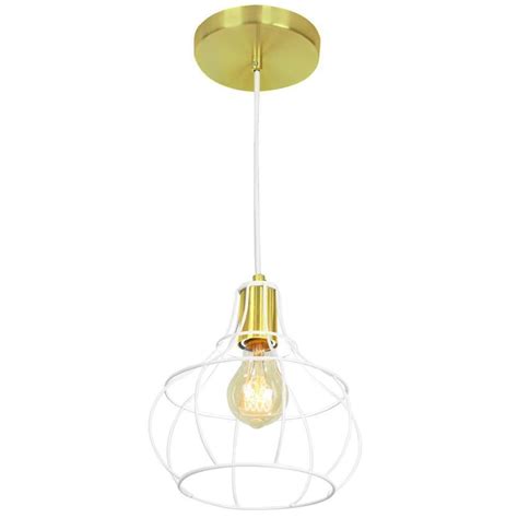 Lustre Pendente Lumin Ria Aladim Aramado Branco Dourado