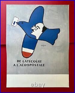 Affiche Ancienne Originale De Lat Co Re L Aeropostale Savignac