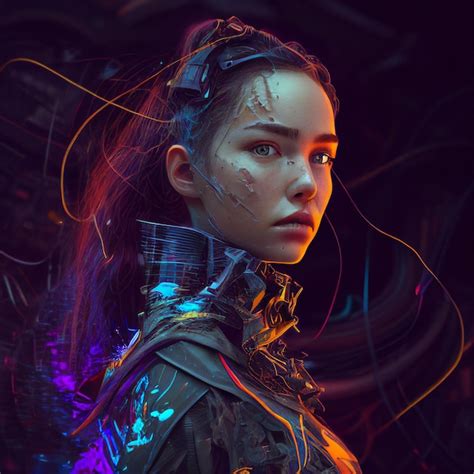 Premium AI Image 3d Rendering Of A Female Cyborg In Futuristic Space