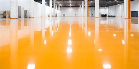 Renovated Office Warehouse With New Epoxy Resin Floor Shining Brightly Concept Epoxy Resin Floor