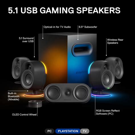 Steelseries Arena Bluetooth Gaming Speakers With Rgb Lighting