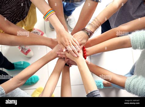 Many Friends Hands Stock Photo Alamy