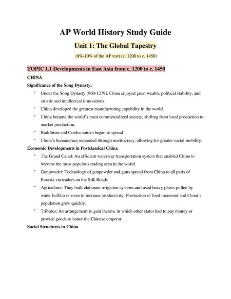 AP-World-History-Notes - AP World History Study Guide Unit 1: The ...