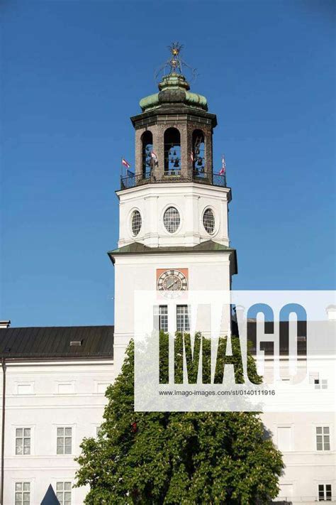 The Neue Residenz Clock Tower In Salzburg Austria