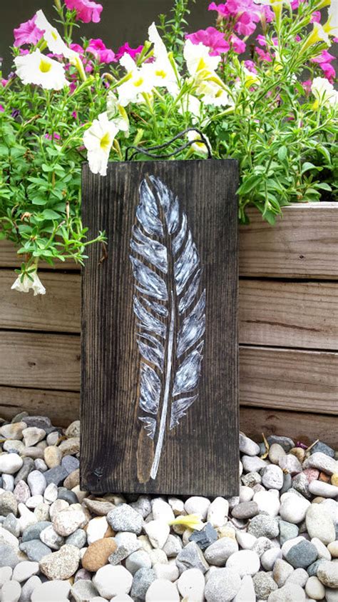 Feather Sign, Boho Decor, Boho Feather Sign, Feather Wall Art, Tribal Feather Sign, Wooden Signs ...