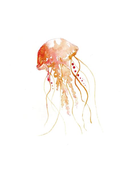 Watercolor art Beach painting jellyfish sea creature | Etsy