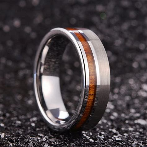 King Will Nature Tungsten Carbide Wedding Band Mm Silver Brushed Ring